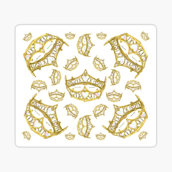 Queen of Hearts gold crown tiara tossed about by Kristie Hubler Sticker