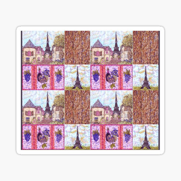 Paris Inspired Pointillism Grapes Wine Wood by Kristie Hubler Sticker