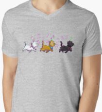 Camiseta de cuello en V Gatito Trío