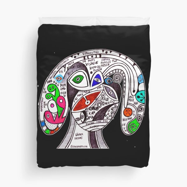 Visionary Art Pappi Visage Hypocrite, Visionary Art Duvet Cover
