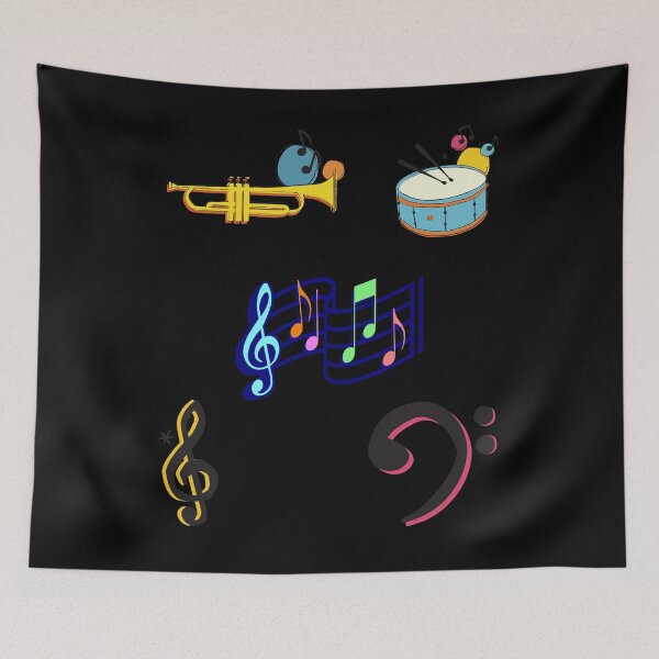 Item preview, Music, Musical Notes, Clef, trumpet and drums sticker pack designed and sold by fra02.