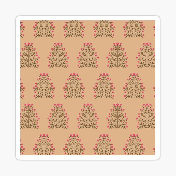 Indian Mughal Flower Motif Pattern - Pink and Burnt Coral Sticker
