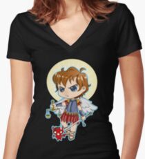 Chibi St. Michael Women's Fitted V-Neck T-Shirt