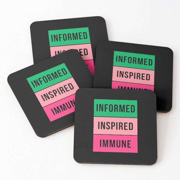 Item preview, Informed Inspired Immune – Green Pink Retro Minimalist Proudly Vaccinated designed and sold by The Green Corner.