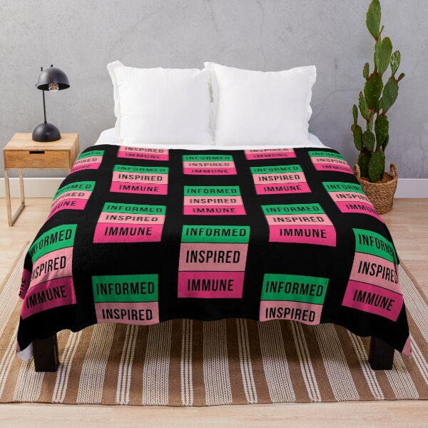 Item preview, Informed Inspired Immune – Green Pink Retro Minimalist Proudly Vaccinated  designed and sold by The Green Corner.