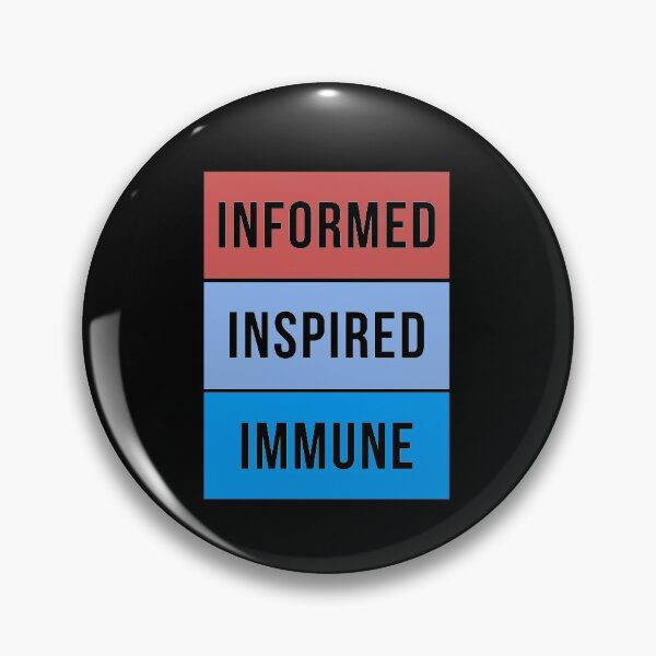 Item preview, Informed Inspired Immune – Brugundy Blue Retro Minimalist Proudly Vaccinated  designed and sold by The Green Corner.
