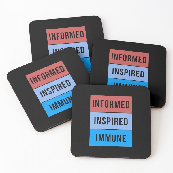 Item preview, Informed Inspired Immune – Brugundy Blue Retro Minimalist Proudly Vaccinated  designed and sold by The Green Corner.