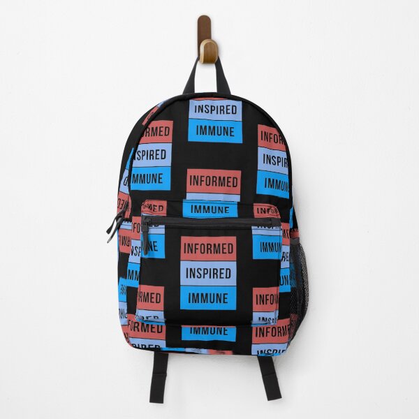 Item preview, Informed Inspired Immune – Brugundy Blue Retro Minimalist Proudly Vaccinated designed and sold by The Green Corner.
