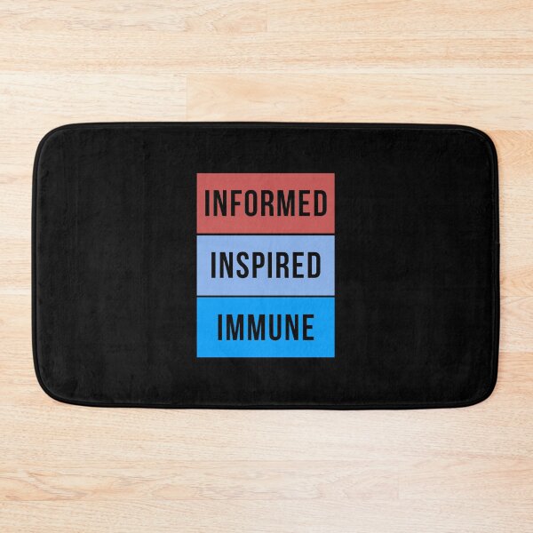 Item preview, Informed Inspired Immune – Brugundy Blue Retro Minimalist Proudly Vaccinated  designed and sold by The Green Corner.