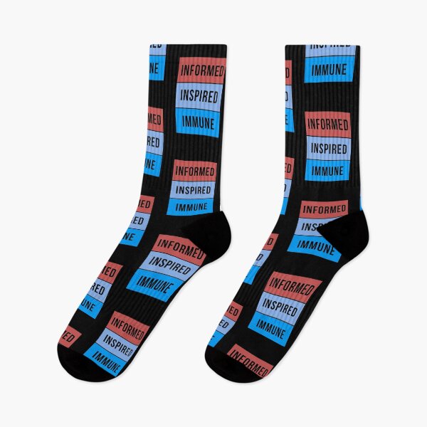 Item preview, Informed Inspired Immune – Brugundy Blue Retro Minimalist Proudly Vaccinated  designed and sold by The Green Corner.