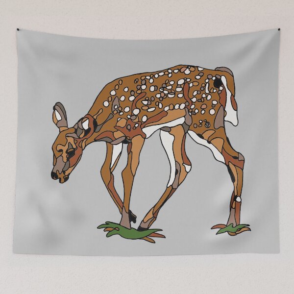 Item preview, minimalistic white-tailed deer fawn cute baby bambi look pattern designed and sold by The Red Shop.