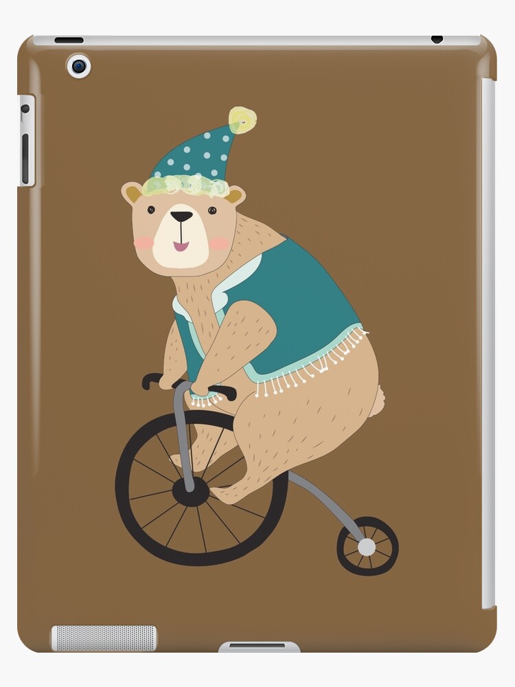 Funda y vinilo para iPad «Los animales de dibujos animados Circus Bear on  Bicycle» de peacockcards | Redbubble