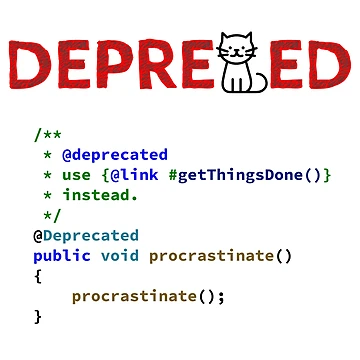 Artwork thumbnail, Deprecated Procrastinate Function, Use Get Things Done Instead, Programming code, Computer Science, Programming Humor by Max-Wear