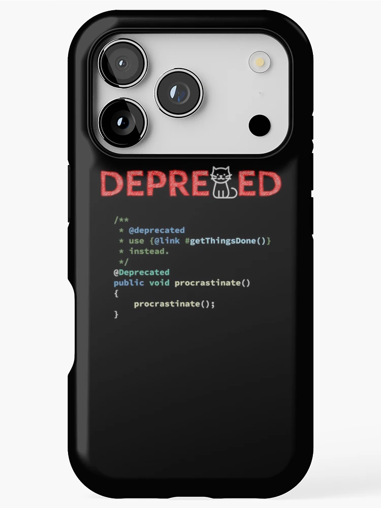 Thumbnail 1 of 4, iPhone Case, Deprecated Procrastinate Function, Use Get Things Done Instead, Programming code, Computer Science, Programming Humor, Dark designed and sold by Max-Wear.
