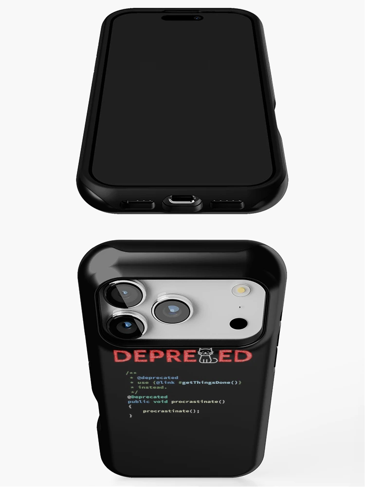 Thumbnail 3 of 4, iPhone Case, Deprecated Procrastinate Function, Use Get Things Done Instead, Programming code, Computer Science, Programming Humor, Dark designed and sold by Max-Wear.