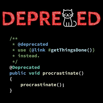 Artwork thumbnail, Deprecated Procrastinate Function, Use Get Things Done Instead, Programming code, Computer Science, Programming Humor, Dark by Max-Wear