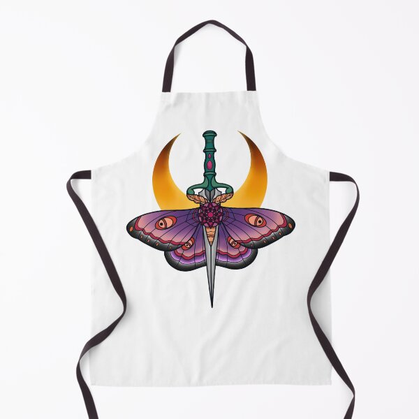 Item preview, Traditional Tattoo Design Moth Dagger and Crescent Moon designed and sold by HelenaMorpho.