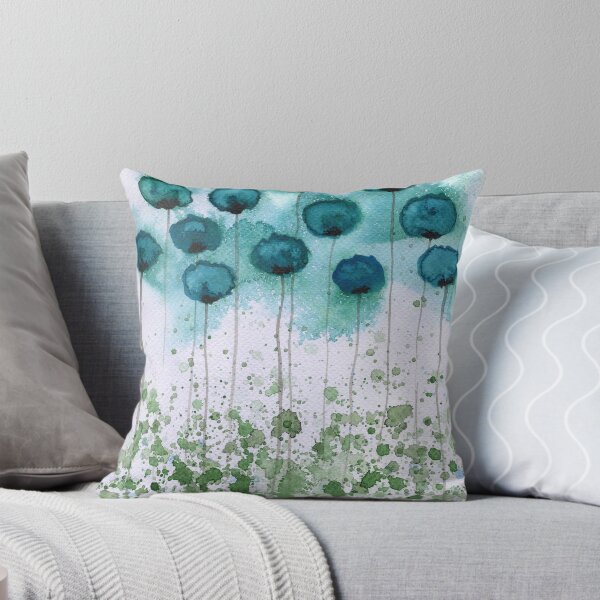 Item preview, Object of My Affection -- Teal Watercolor Flowers designed and sold by PopwheelArt.