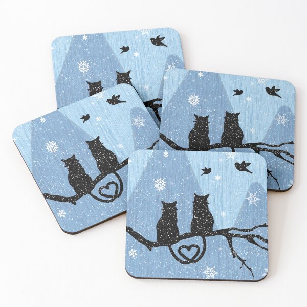 Item preview, Black kitty cats in a winter wonderland. designed and sold by RisingAir.