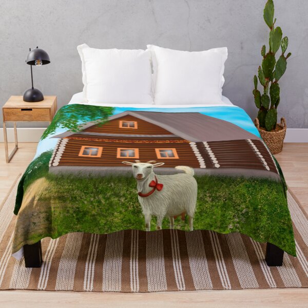 Item preview, a village house, a goat in front of it on the green grass designed and sold by nataliavavilina.