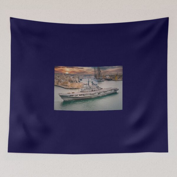Item preview, Italian Aircraft Carrier C-551 Giuseppe Garibaldi Departing Grand Harbour Malta  designed and sold by Dave Williams.