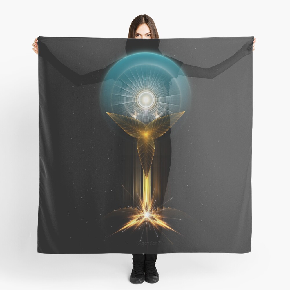 The Light Of Hope On Golden Wings Fractal Art by Xzendor7 Ladies Scarf
