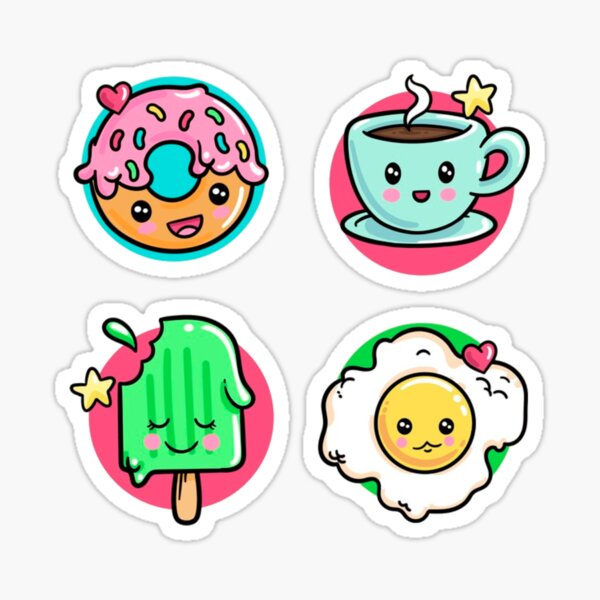 Fast Food Stickers Art Print for Sale by kawaiistudio