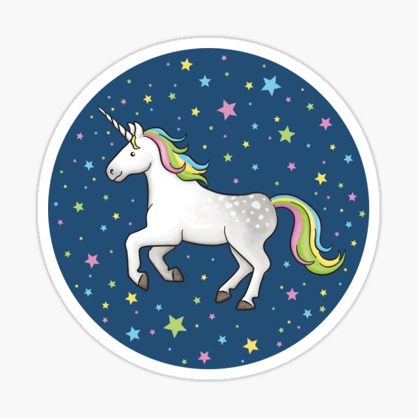 Item preview, Unicorns and Stars - Navy and Rainbow scatter pattern designed and sold by HazelFisher.