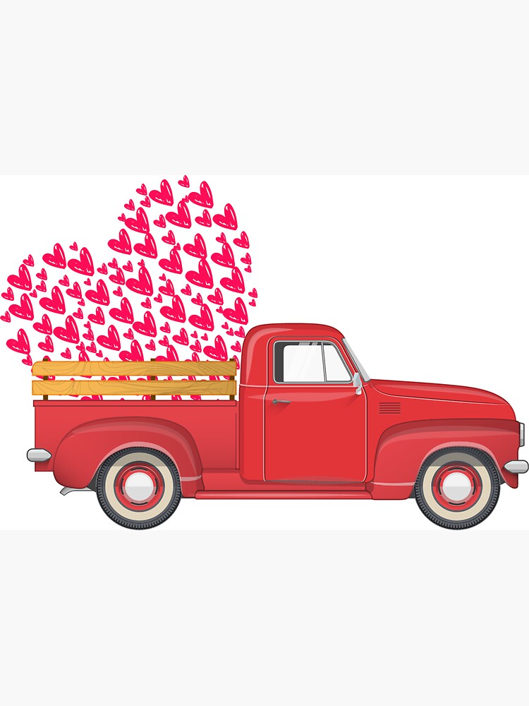 Red truck heart Valentine's - heart of hearts Valentine's day gift for her  or him | Magnet