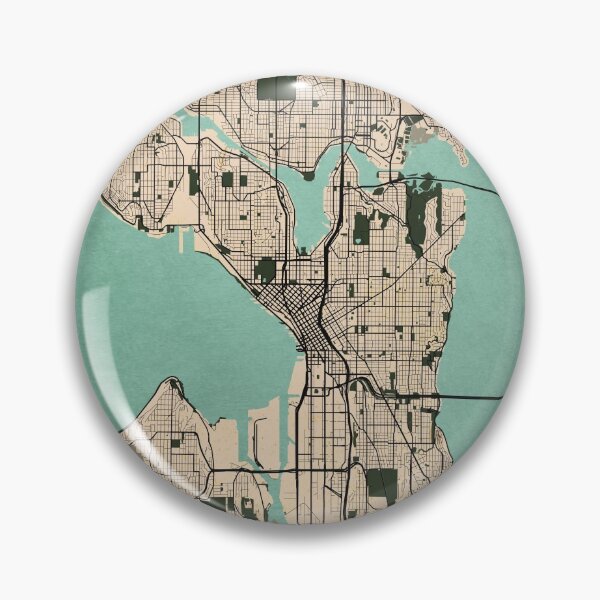 Item preview, Seattle City Map of Washington, USA - Vintage designed and sold by deMAP.