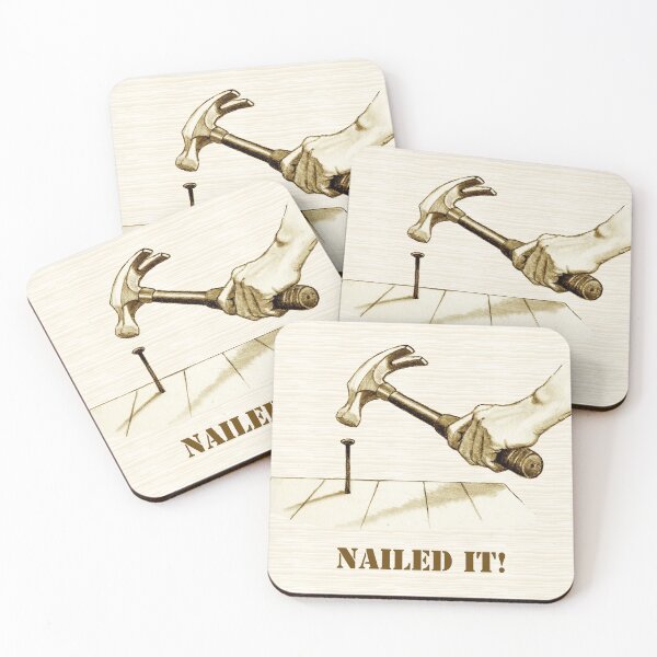 Item preview, Nailed It! Drawing of Hand Holding Hammer and Hitting Nail designed and sold by JoyfulWhimsy.