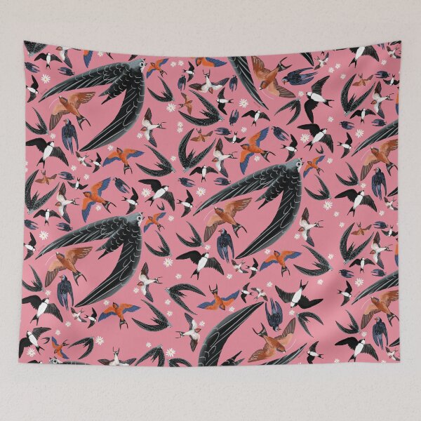 Item preview, Swallows and swift pattern pink version designed and sold by belettelepink.