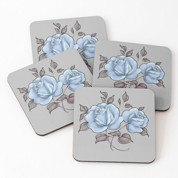 Item preview, Vintage pale blue rose floral print designed and sold by Bekka Luna.