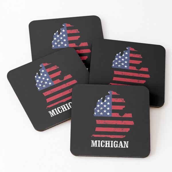 Item preview, Michigan State, State Outline with distressed USA flag designed and sold by InkyJack.