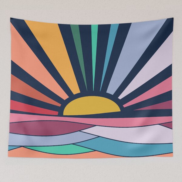Item preview, Rainbow Sunrise Sunrays Vintage Boho Sunrise Waves designed and sold by Timeforplay.