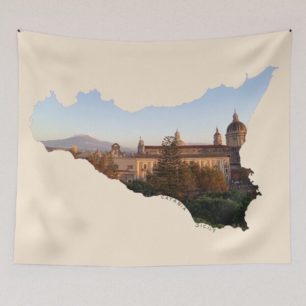 Item preview, Catania in Sicily (Italy) - Above the roofs of Catania with a view of Mount Etna in the morning designed and sold by nabeArtist.