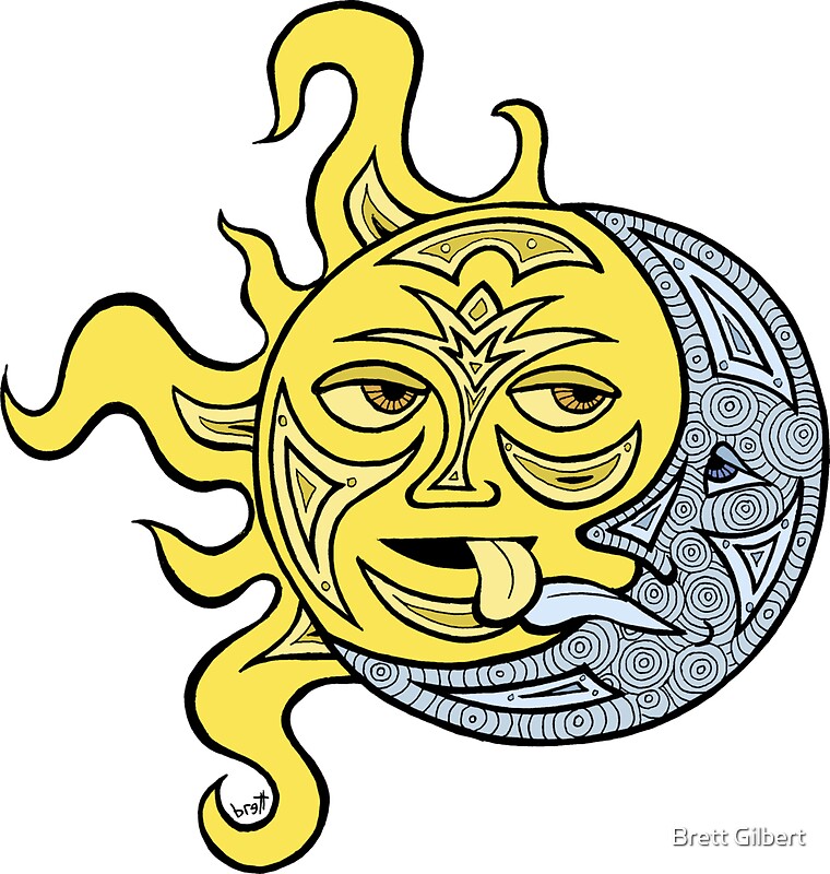 "Kissing Sun and Moon" Stickers by Brett Gilbert Redbubble