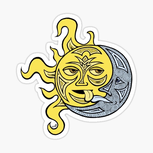 Kissing Sun and Moon Sticker