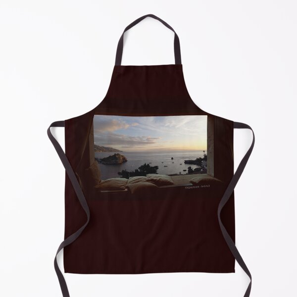 Item preview, View from window in Taormina in Sicily (Italy) - Mazzaro bay at sunset - photo designed and sold by nabeArtist.