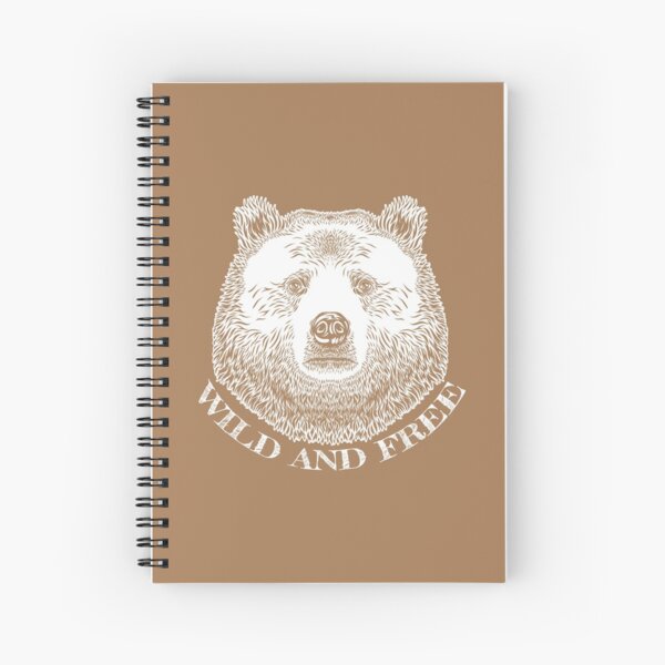 Bear Head, Wild And Free, Hand Drawn Illustration Spiral Notebook