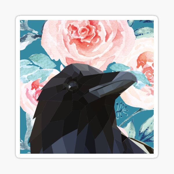 Good Omens Black Crow And Rose Sticker