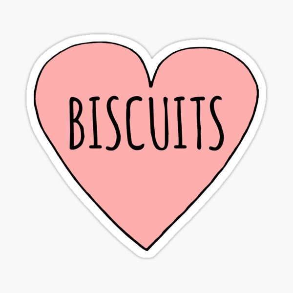 I Love Biscuits Sassy Pink Heart Shape Sketch Biscuit Lover Valentines Day Gift Sticker