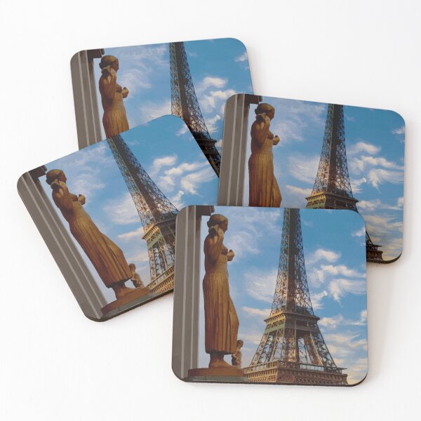 Item preview, Golden statues of the Palais de Chaillot with Eiffel Tower designed and sold by harietteh.