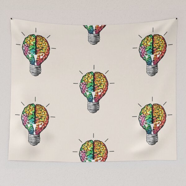 Item preview, Light bulb, colorful and illuminated brain of feminine creativity, luminous tubes in the light bulb designed and sold by Collagedream.