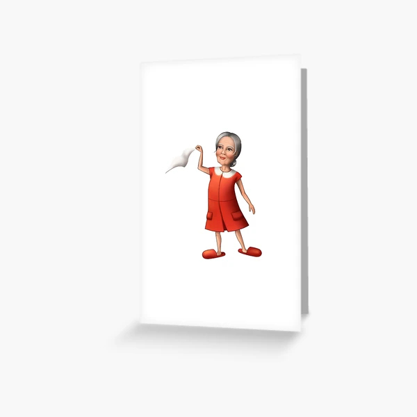 a grandmother in a red dress waves a white handkerchief" Greeting Card for Sale by nataliavavilina | Redbubble a grandmother in a red dress waves a white handkerchief" Greeting Card for Sale by nataliavavilina | Redbubble