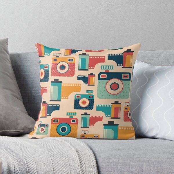 Film Rolls and Cameras Throw Pillow