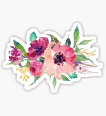 Watercolor Wild Flower Pink Bouquet Sticker