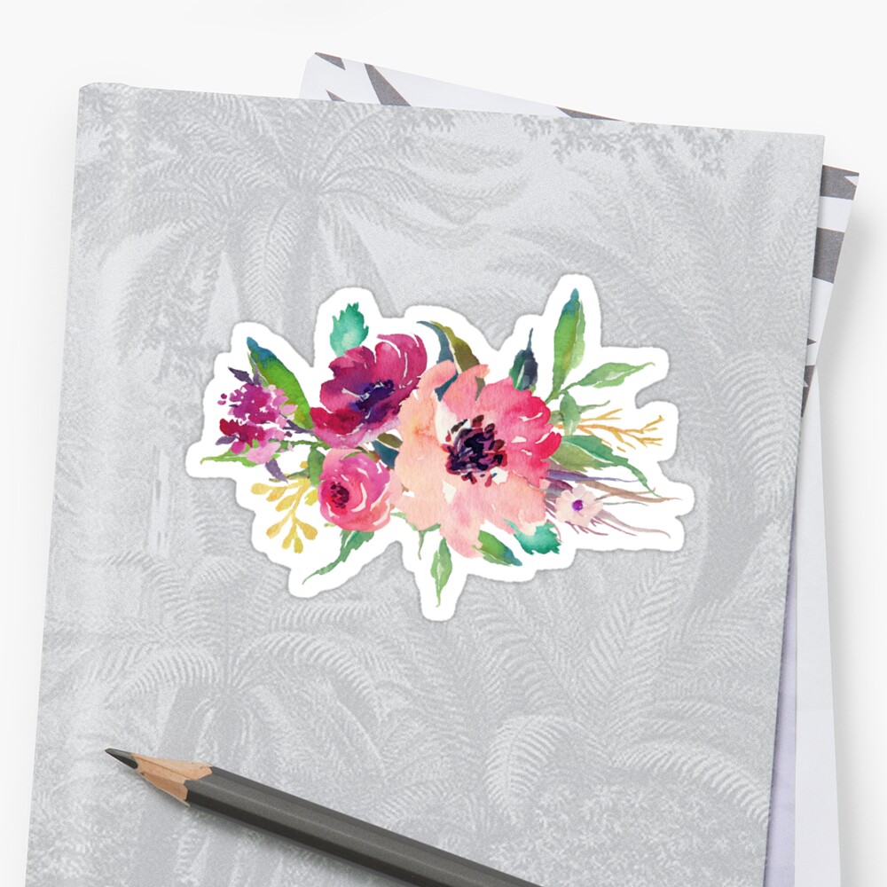 watercolor wild flower pink bouquet sticker by