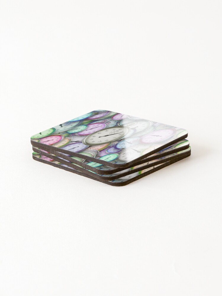 Thumbnail 4 of 5, Coasters (Set of 4), Colorful pattern clock designed and sold by Motivationftp.