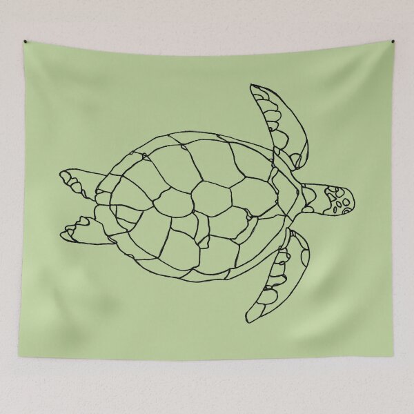 Item preview, minimalistic line art of a swimming ocean sea turtle from above designed and sold by The Red Shop.